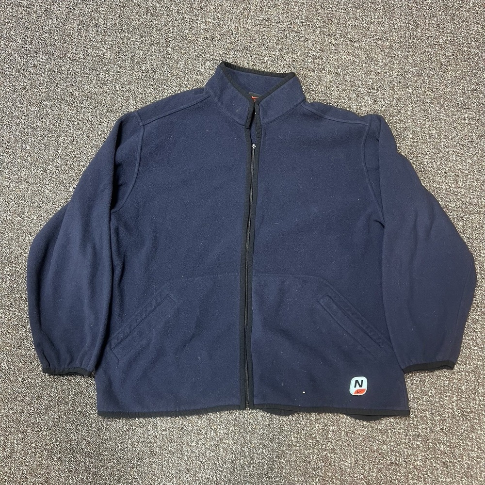 Vintage 1990s Nike Full Zip Up Fleece Sweatshirt Black Tag Size Large Athletic